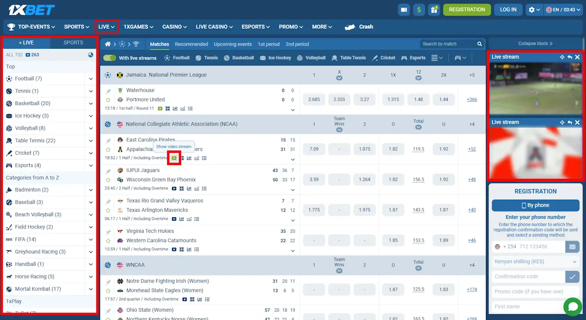 1xBet Live betting and streaming Screenshot